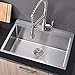 33 Inch 18 Gauge Top mount Drop-in Single Bowl Basin Handmade T304 Stainless Steel Kitchen Sink, 10 Inch Deep Brushed Nickel Kitchen Sinks