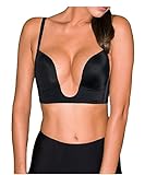 Sexy V Shape Push Up Deep Plunge Convertible V BRA Max Cleavage Booster Shaper (38D, Black)