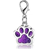 YJT Dog Cat Paw Print Charms Bear Puppy Kitten Footprint Pendants with Lobster Claw Clasp Zipper Pull Head for Key Chain Craft Jewelry Making, Purple