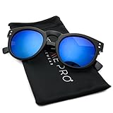 Vintage Inspired Mirror Lens Round Horned Rim Frame Retro Sunglasses