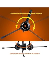 IPD IPH-255 - Auriculares monaurales profesionales con cancelación de ruido para centro de llamadas oficina con cable inferior U10, funciona con todos los teléfonos IP Cisco, Interquartz y otros teléfonos