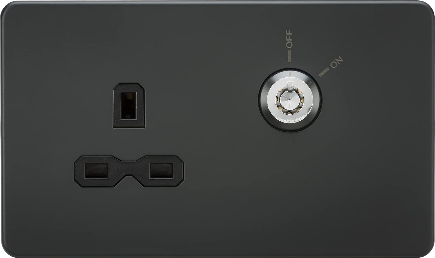 Knightsbridge 13A 1G DP Lockable socket - Anthracite with black insert, (SFR9LOCKAT)