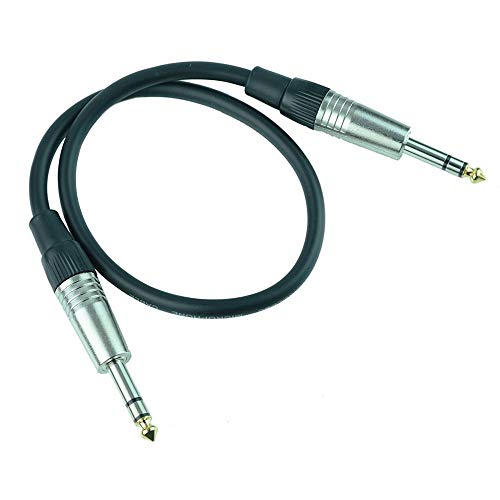6.35mm 1/4" Stereo to 6.35mm Stereo Jack Plug Lead (1M Length) TRS Balanced Signal Audio Patch Cable