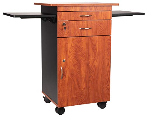 Oklahoma Sound MMC Multi Media Cart, 19" Length x 25" Width x 38" Height, Wild Cherry/Black