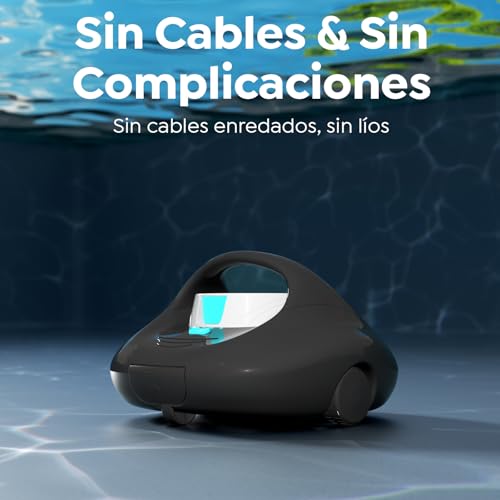 BRINBO Robot Pool Cleaner, Powerful Cleaning of 130 Minutes, Quick Charge in 2.5 Hours, Double Traction Motor, Ideal for Flat Bottom Pools up to 80 m² (White and Black)