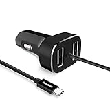 USB C Car Charger Fast Charge, USB Type C Car Charger Adapter 7.8A [Built-in USB-C 3.1 Cable] for Nintendo Switch, Google Pixel / Pixel XL, Samsung Galaxy S8 / S8 Plus / Note 8