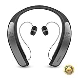Bluetooth Headphones Speaker 2 in 1,DolTech Wireless Headphones Neckband Wearable Speaker Retractable Earbuds 3D Stereo Sound Sweatproof Headset with Mic