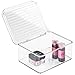 mDesign Cosmetic Organizer with Lid for Vanity Cabinet to Hold Makeup, Beauty Products - Small, Clear