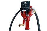 Fill-Rite FR112C Rotary Hand Pump with Discharge Hose, Nozzle Spout, Suction Pipe, and Gallon Counter