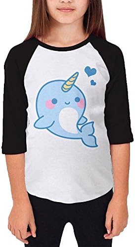 Shenmm Kawali Baby Narwhal Youth Middle Raglan Round Collar Tee
