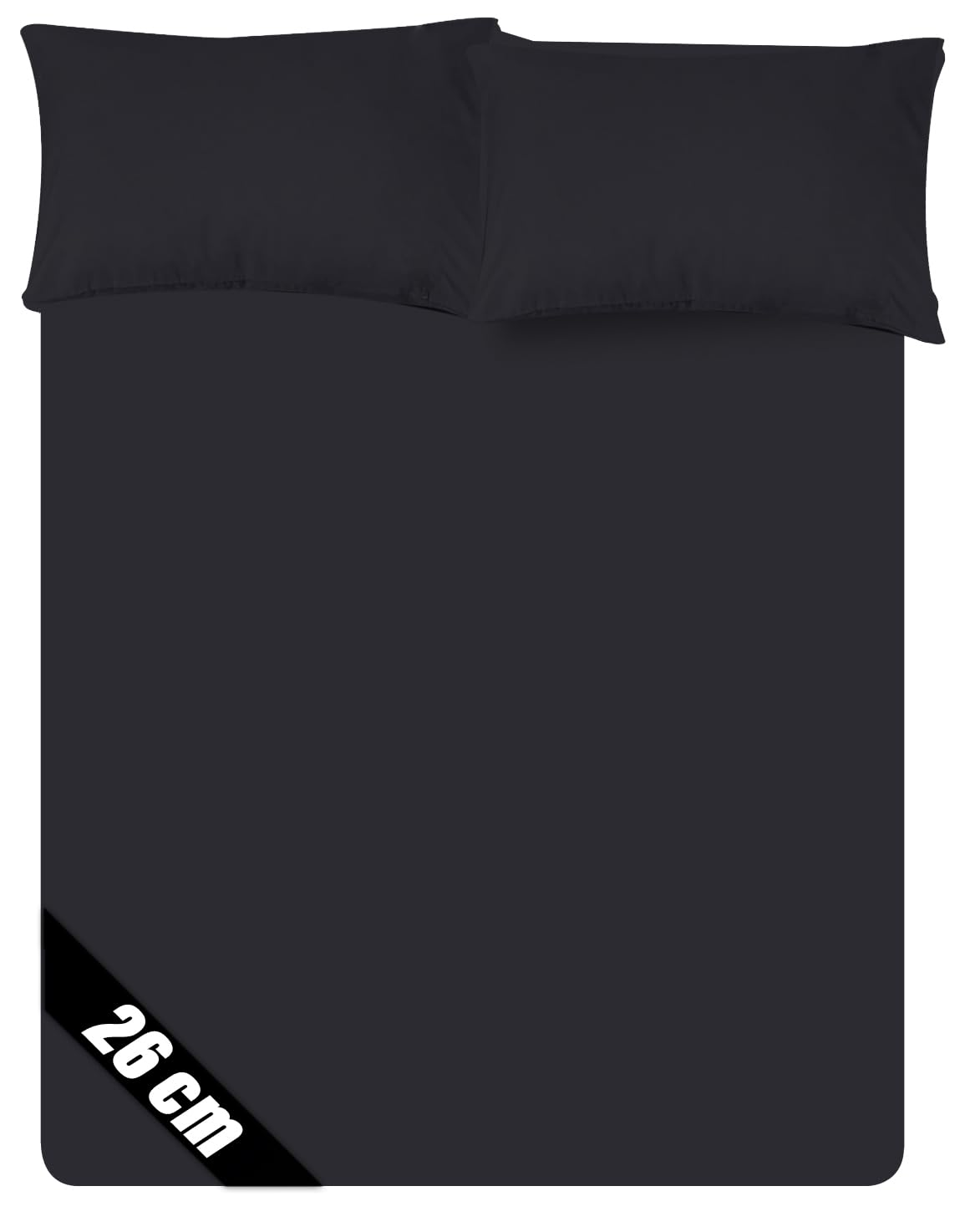 Sunshine Comforts Microfiber Fitted Sheets - Breathable, Anti Wrinkle, 26cm Deep Pocket, Double Bedding & Linen - Black, 137 X 190 CM — image 1