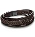 Jstyle Braided Leather Bracelet for Men Bangle Wrap Stainless Steel 8 Inch Brown