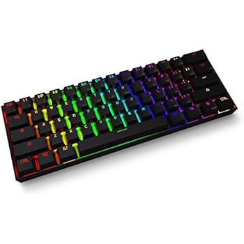 RGB Mechanical Keyboard, ANNE Pro Bluetooth 4.0 Wired/Wireless Gaming Keyboard with DIY LED Backlit & PBT Keycaps, 61 Keys compatible with PC /MAC /iPad /Smartphone /Laptop – Black (Red Switch)