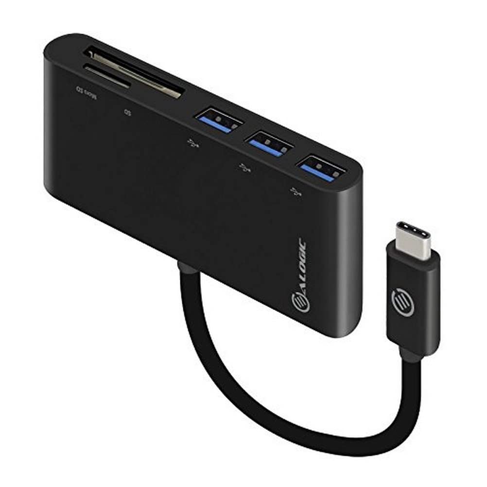 ALOGIC USB-C MultiPort Adapter with 3 x USB 3.0 Hub & Memory Card Slots for SD and Micro SD Card; Compatible with USB-C Enabled Devices