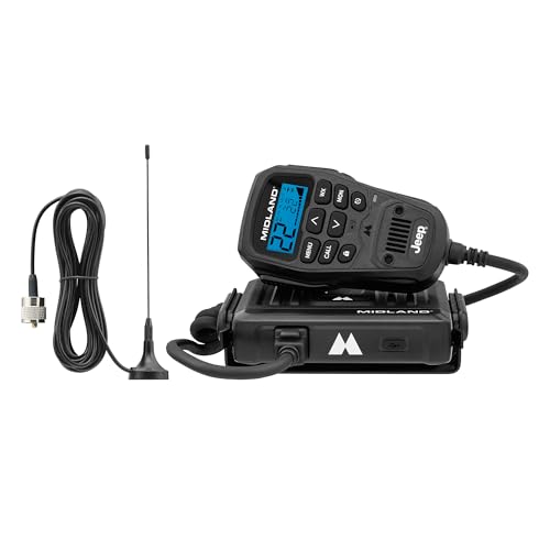 Midland® - MXT275® Jeep Branded MicroMobile GMRS Radio - 15 Watts Two-Way Radio with Integrated Control Microphone - Overland Tractors Detachable External Magnetic Mount Antenna - 8 Repeater Channels