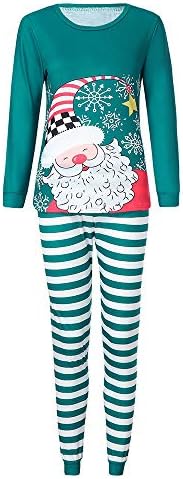 Dressin Pjs Family Christmas Santa Pajamas Set Stripe Casual Nightwear Printed Sleepwear