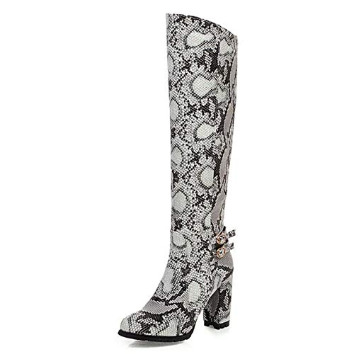 41qHRHfyOBL YHZQ 2020 Mujeres De Alto De Rodilla Botas, Patrón De La Serpiente De Cuero Tacones Altos Botas De Moda grey-EU35 YHZQ 2020 Mujeres De Alto De Rodilla Botas, Patrón De La Serpiente De Cuero Tacones Altos Botas De Moda grey-EU35