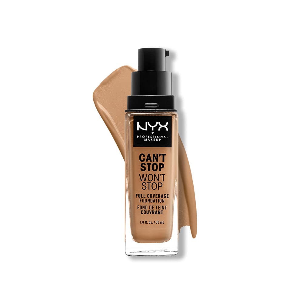 NYX Professional Makeup Can't Stop Won't Stop Full Coverage Foundation, Long Lasting, Waterproof, Vegan Formula, Matte Finish, Shade: Camel