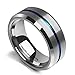 King Will 8mm Thin Blue Groove Matte Brushed Tungsten Carbide Ring Wedding Band High Polish Comfort Fit