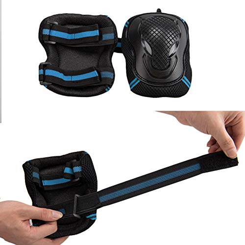 Huangou BMX Bike Knee Pads and Elbow Pads Wrist Guards Sports Protective Gear Safety Pad Safeguard Protective Gear Set for Biking, Riding, Cycling and Multi Sports Safety - Ship from US (M, Blue)