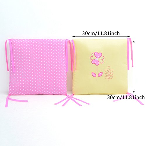 Hengfey Cotton Breathable Baby Crib Bumpers 6 PCS Pink Flower