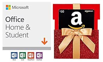 Amazon Com Amazon Com Gift Card In A Red Gift Box Reveal With Microsoft Office Home And Student 2019 1 Device Windows 10 Pc Mac Download Gift Cards