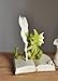 Top Collection Enchanted Story Fairy Garden Dragon Writing Outdoor Statue, Green, White