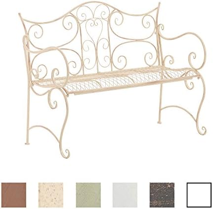 CLP Antique Garden Bench TARA, lacquered Iron, 113 x 47 cm, antique cream