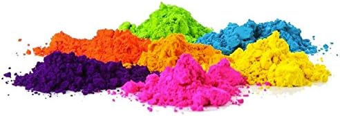 COLOR POWDER - 14 x 75g Packs of Different Colors Including 6 Neon UV Glow Powder - Made in the USA - Perfect for Color Run, Parties, Holi, Festivals