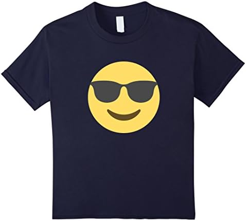 Kids SUNGLASSES SMILEY FACE EMOJI T SHIRT 12 Navy