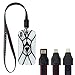 SHANSHUI Cell Phone Lanyard Case, 4 in 1 Charging Cord Cable 3A Fast Micro & iOS USB Universal Smartphone Cover with Adjustable Soft Neck Strap Holder - (Micro USB- Black)