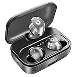 Bluetooth Earbuds Bluetooth Earphones Wireless Headphones IPX7 Waterproof Bluetooth 5.0 Stereo Hi-Fi Sound with 2200mA Charging Case (Black)