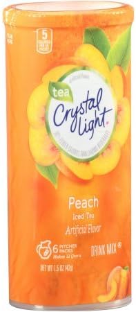 Crystal Light Drink Mix, Peach Tea, Pitcher Packets, 6 Count (Pack of 2 Canisters)