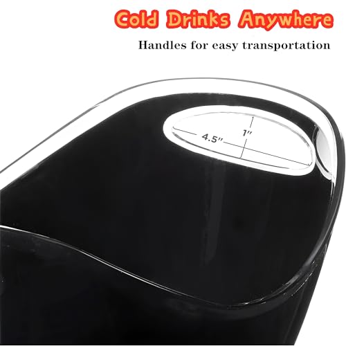 Beauenty Ice Bucket Wine Bucket,8L Wine Bucket Chiller for Parties, Acrylic Cooler Bucket for Champagne Wine Drinks Beer,Beverage Tub,Ice Tub,Bar Supplies（Black）