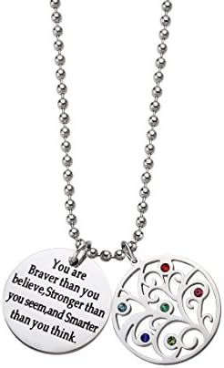 You Are Braver Than You Believe Awareness Necklace Life of Tree Graduation Gift Best Friend Encouragement Gifts