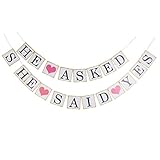 Pixnor Bunting Banner Wedding Bridal Party Decoration Photo Prop (HE ASKED SHE SAID YES)