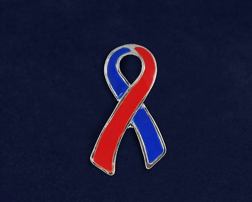 Pulmonary Fibrosis Awareness Red and Blue Lapel Pin in a Bag