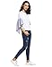 SheIn Women's Striped Ruffle Asymmetric Bell Sleeve Blouse Top Large Navy