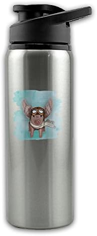 Flying Pig With Sungalsses And Scarf Single Layer 304 Stainless Steel + PP Hiking Bottles