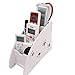 Coideal White Remote Control Holder Caddy - Small Desktop Organizer 4 Compartment Plastic-wood Pen Pencil Holder with Foot Pattern ​for Office Bedroom