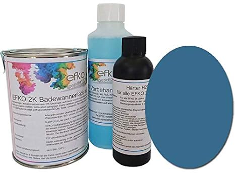 Badewannenlack Badewannenfarbe Duschwannenlack Duschwannenfarbe Brillantblau RAL5007 seidenglänzend Menge Set für ca. 2,5 qm
