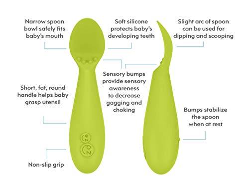 ezpz Tiny Spoon - Silicone Feeding Spoon Twin Pack (Lime)