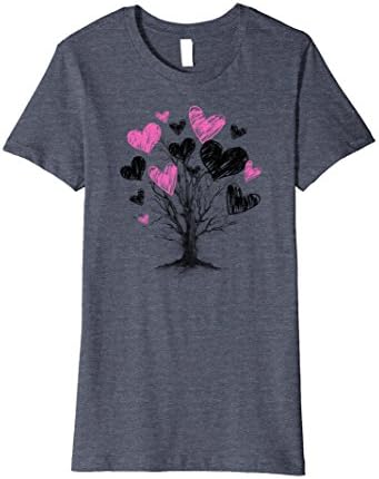 Womens Pretty Love Heart Tree Long Dorm Nightshirt Sleep T Shirt Medium Heather Blue