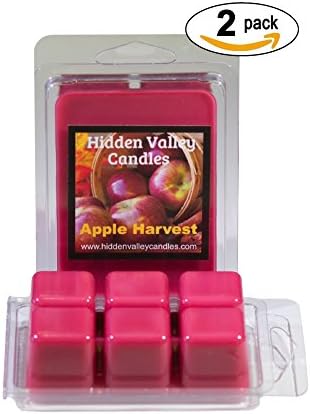 Apple Harvest Double Scented Wax Melts. A True ripe apple fragrance combined with bright fruit notes and just a touch of spice. You will receive 2 packs for a total 12 cubes which will throw 50+ hours of fragrance when melted in Scentsy®, Yankee Candle® or standard electric tart warmer.