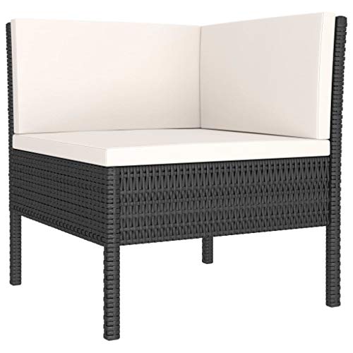 vidaXL Gartenmöbel 2-TLG. mit Auflagen Lounge Sofa Ecksofa Gartensofa Sitzgruppe Gartenset Gartengarnitur Fußhocker Poly Rattan Schwarz – Bild 6