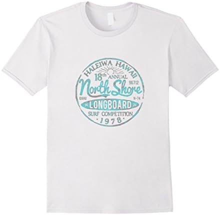Mens North Shore Long Board Surf T-shirt Medium White