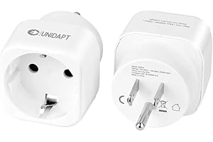 Unidapt 2-Pack Europe to Canada Plug Adapter, Unidapt EU to CA Adapters, Travel from European to American Outlet Adapters, Pi