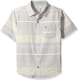 Calvin Klein Big Boys' Horizontal Bold Stripe Short Sleeve Shirt, Medium Grey, M10/12