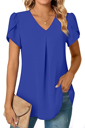 Anyally Women's Chiffon Tunic Top Royal Blue