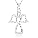 925 Sterling Silver Guardian Angel Cross Pendant Necklace, 18